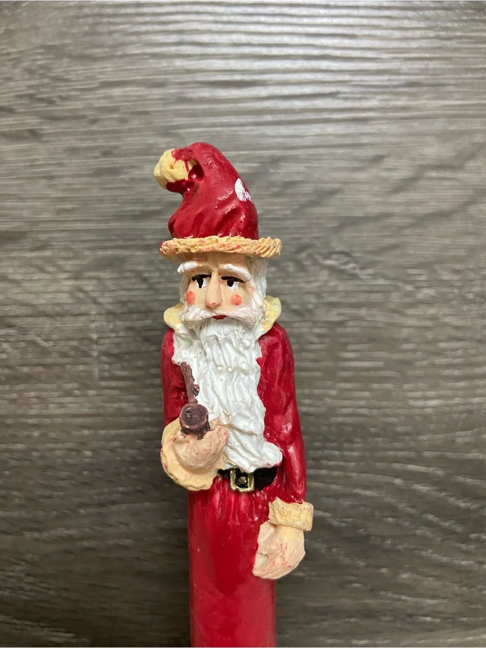 Vintage Santa Claus Figurine Set of 2 Skinny Pencil Tall Red Standing Pair